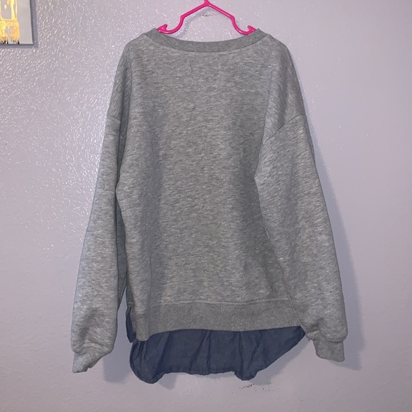 Free Assembly grey sweater with faux denim undershirt - Picture 4 of 5
